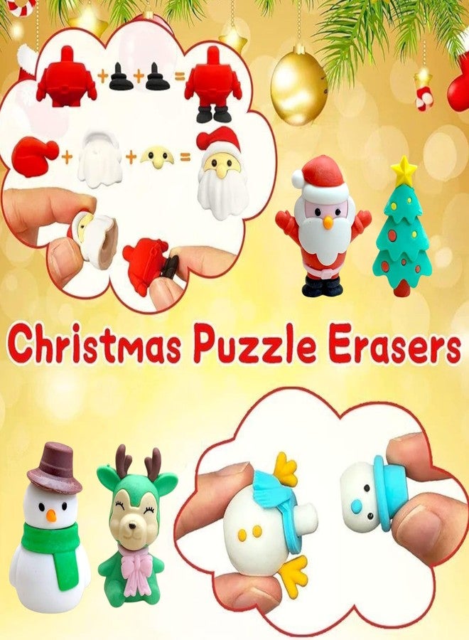 TERA13 Merry Christmas Erasers (30 Pcs) Smudge-Free Cute Pencil Erasers, Cute Small Eraser with Santa, Snowman & Tree, Stationery Gift for Kids, Holiday School Supplies, Party Favors - Image 3